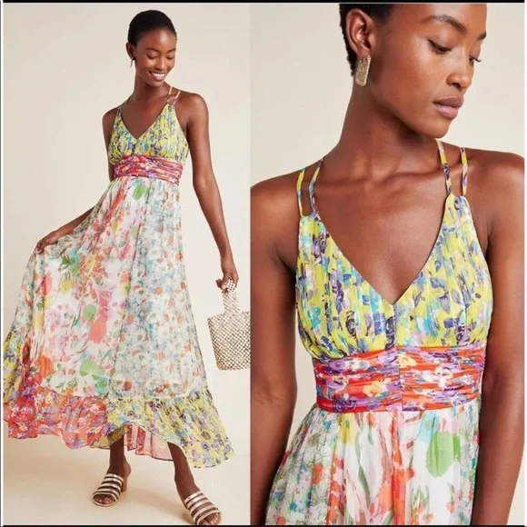 Anthropologie Malibu floral maxi dress size 4 - Picture 7 of 15